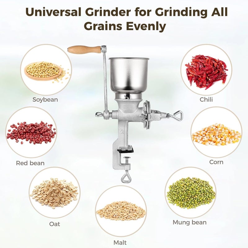 DIMEGON High Hopper Corn Grinder, Iron Grain Grinder Manual Coffee Grinder, Hand Grinder with Large Hopper for Barley Wheat Berries Coffee Chickpeas Pepper Dried Beans, Animals Feed Home Brewing - Image 4